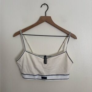 SKIMS Cotton Rib Scoop Bralette Cream Navy Trim Marble Women’s 2X NWT